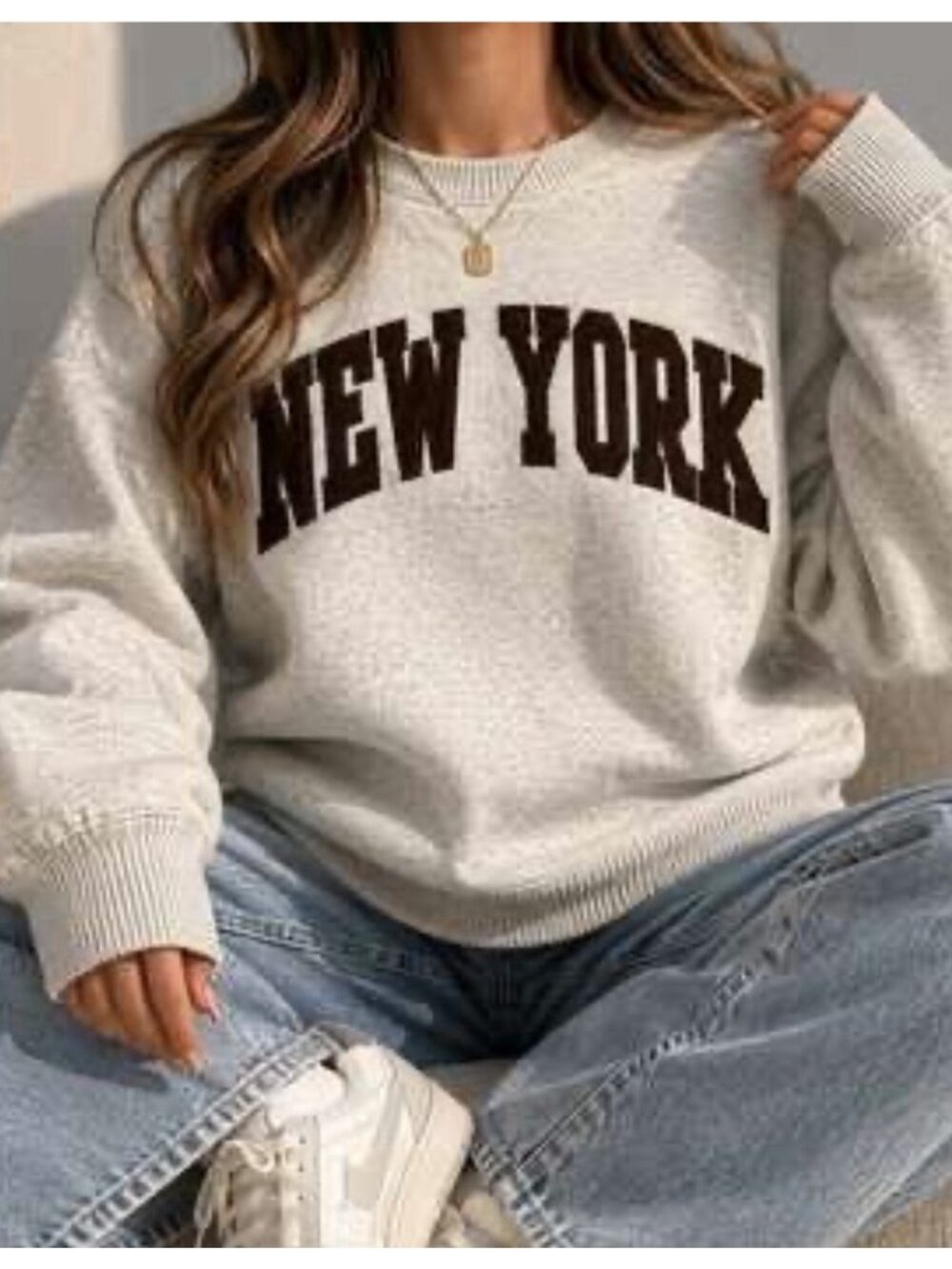 NEW YORK Spell Out Crewneck Sweatshirt Small